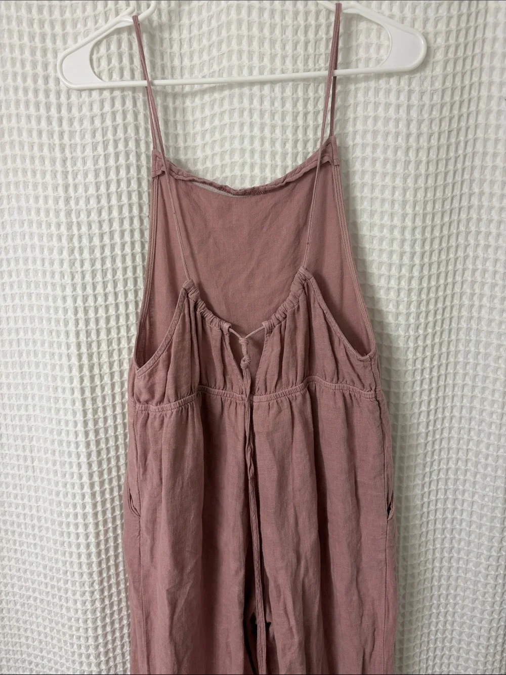 BDG Corin Strappy Dungarees Overalls Jumpsuit Pink Linen Medium - Picture 10 of 11